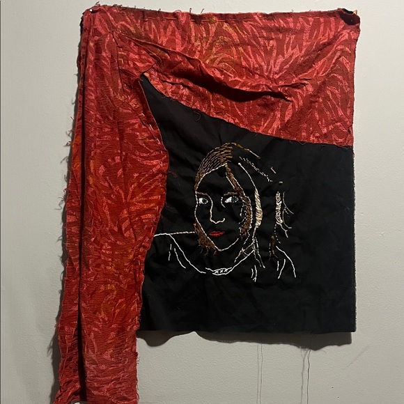 Red and Black Embroidered Wall Art - Picture 1 of 1